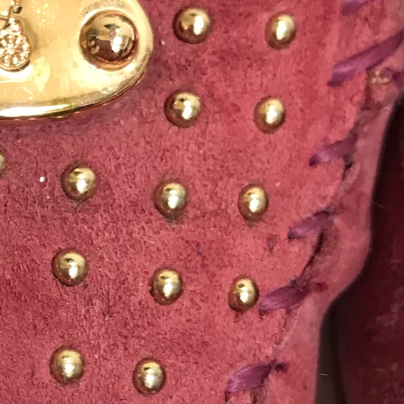 Coach Ballet Flats Suede Studs Logo Loafers Leather Shoes Barbie Pink Comfort - Picture 13 of 15